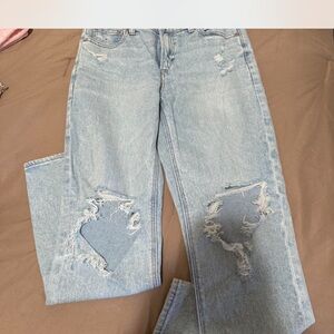 American Eagle Outfitters Distressed Light Wash Boyfriend Jeans